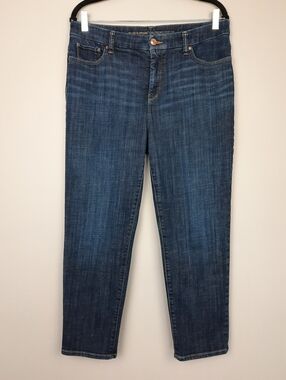 Chico's So Slimming Dark Wash High Rise Girlfriend Crop Jeans size 10